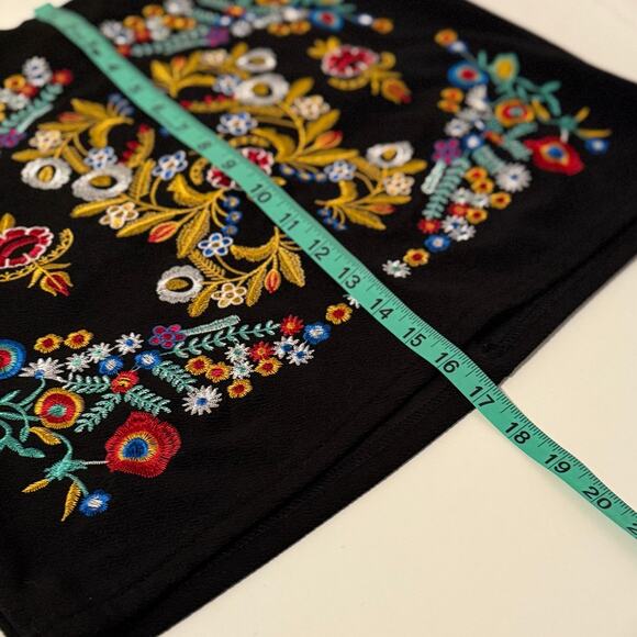 Floral Botanical Embroidered High-Rise Mini Skirt Size 8/10 Festival Rock Y2K - Picture 8 of 8